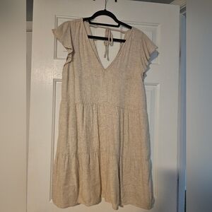 Abercrombie & Fitch Cream Pleated Mini Sundress | Medium